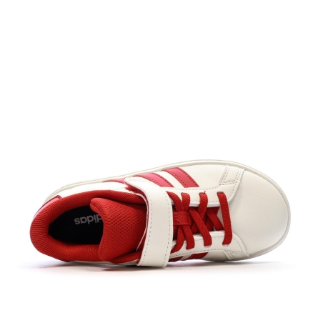 Baskets Ecru/Rouge Garçon Adidas Grand Court 2.0 El C