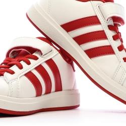 Baskets Ecru/Rouge Garçon Adidas Grand Court 2.0 El C