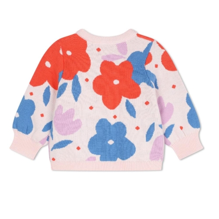 Pull Rose à Fleurs Fille Carrément Beau Y30215