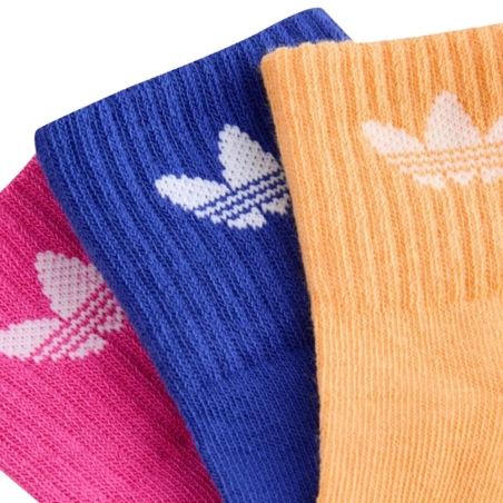 X3 Paires de Chaussettes Jaune/Rose/Bleu enfant Adidas Kids Ankle