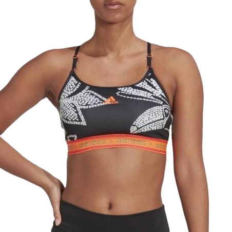 Brassière Noire/Grise à Motifs Femme Adidas Farm