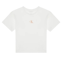T-shirt Blanc Fille Calvin Klein Jeans Ck Logo