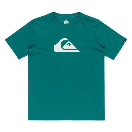 T-Shirt Bleu Canard Garçon Quiksilver Comp Logo