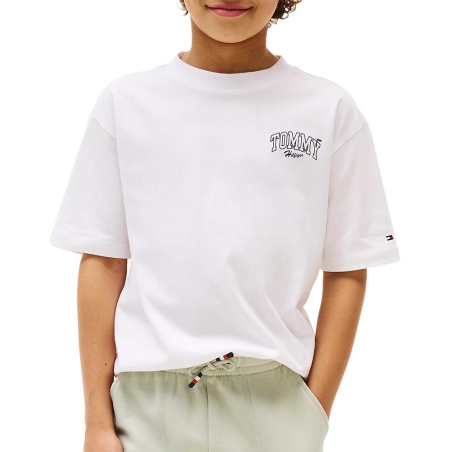 T-Shirt Blanc Garçon Tommy Hilfiger Varsity