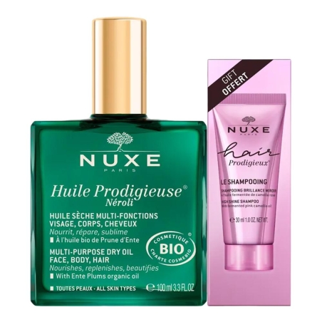 Huile Prodigieuse® Néroli Bio 100 ml + Shampooing Hair Prodigieux® 30 ml Nuxe