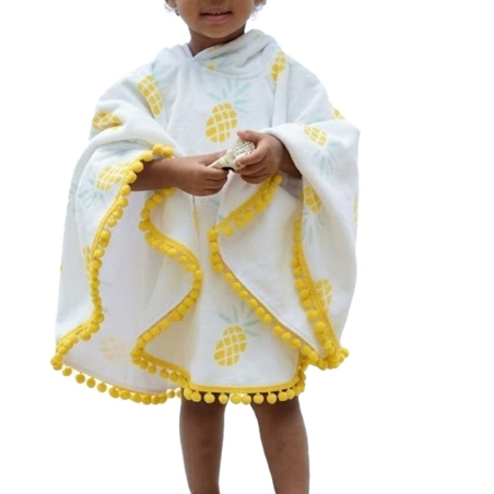 Poncho Blanc/Jaune Enfant Les Antillaises Ananas