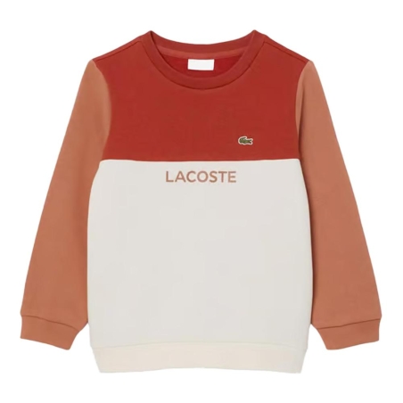 Sweat Beige/Marron Garçon Lacoste Block Fleece