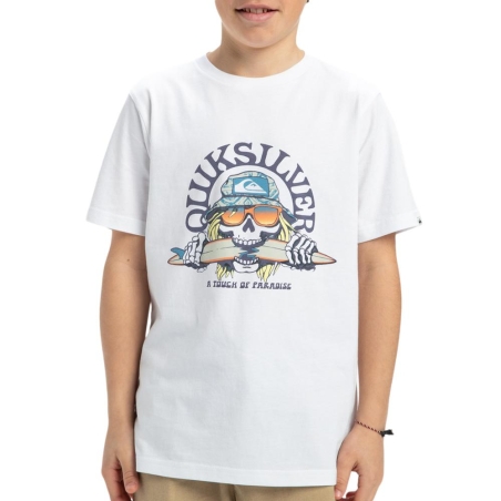T-Shirt Blanc Garçon Quiksilver Skull Feast