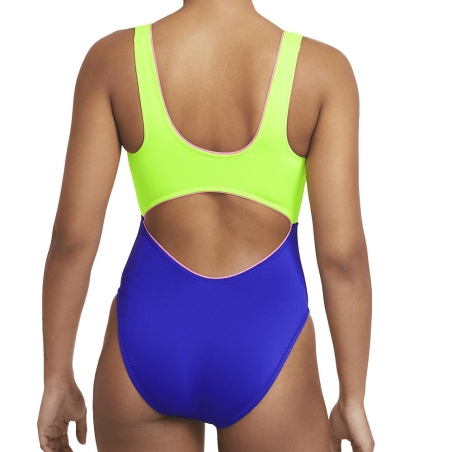 Maillot de bain 1 pièce Jaune/Bleu Femme Nike Cutout