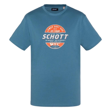 T-shirt Bleu Homme Schott TSUSTOUR