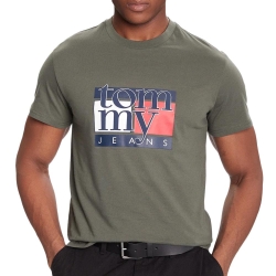 T-shirt Kaki Homme Tommy Hilfiger Flag