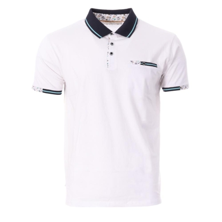 Polo Blanc/Marine Homme RMS26 91301