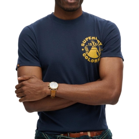 T-shirt Marine Homme Superdry Lo-fi Outdoor