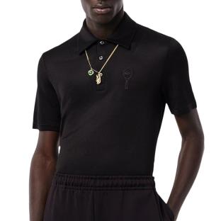 Polo Noir Homme Lacoste Runway Regular Fit Satin